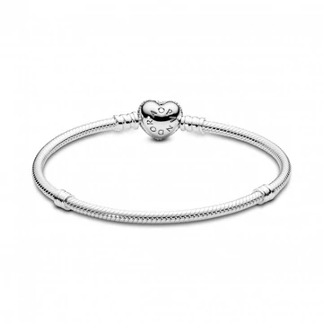 Pandora  - Moments ezüst karkötő pavé szív zárral - 590727CZ