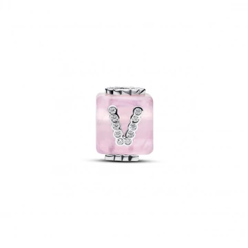 Pandora  - Rózsaszín muranói üveg LOVE kocka charm - 794433C01