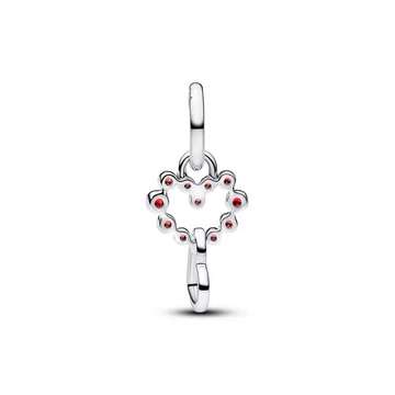 Pandora  - Összefonódó szívek és vörös kövek függő charm - 794435C01