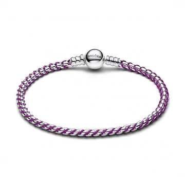 Pandora  - Lila zsinóros karkötő box lánccal - 593816C03