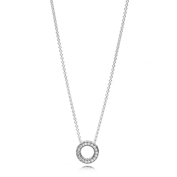 Pandora  - logós és szívecskés collier nyaklánc - 397436CZ