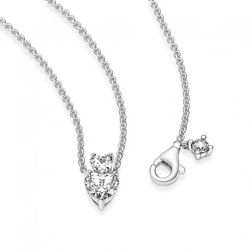 Pandora  - Pandora Dupla szív szikrázó collier ezüst nyaklánc - 391229C01