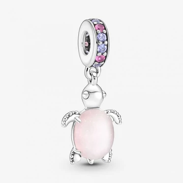 Pandora  - Muranói üveg rózsaszín tengeri teknős függő charm - 798939C02