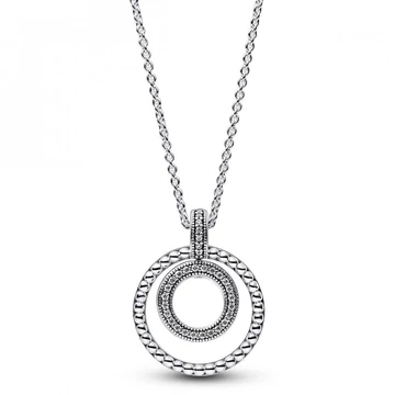 Pandora  - Signature pavé és gyöngyök medál és nyaklánc - 392308C01