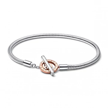 Pandora  - Signature kéttónusú T-kapcsos kígyólánc karkötő - 582309C00