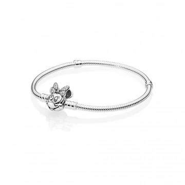 Pandora  - Disney, Pandora Moments kígyólánc karkötő Pavé Minnie Egér zárral - 597770CZ