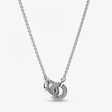 Pandora  - Signature összefonódó pavé medálos nyaklánc - 392736C01