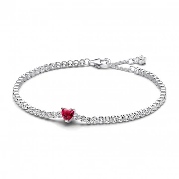 Pandora  - Vörös szikrázó szív teniszkarkötő - 590041C02