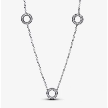 Pandora  - Pavé karikák láncos nyaklánc - 393162C01