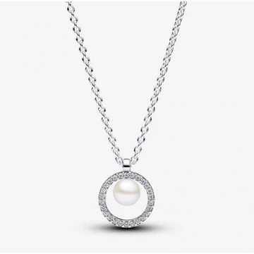 Pandora  - Kezelt édesvízi tenyésztett gyöngy és pavé collier nyaklánc - 393165C01
