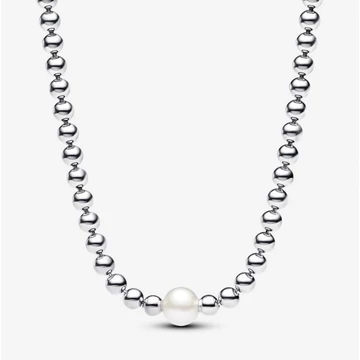 Pandora  - Kezelt édesvízi tenyésztett gyöngy és fémgyöngyök collier nyaklánc - 393176C01