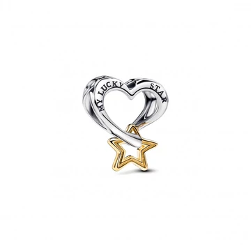 Pandora  - Szerencse csillag és szív charm - 763513C00