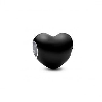 Pandora  - Metál hatású fekete szív charm - 793337C04