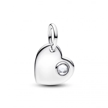 Pandora  - Április gravírozható szív áttetsző köves függő charm - 794295C04