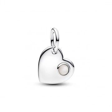 Pandora  -  Június gravírozható szív fehér köves függő charm - 794295C06