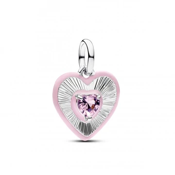 Pandora  - Sugárzó rózsaszín szív medál charm - 794409C01