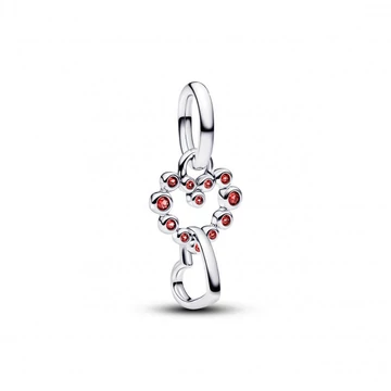 Pandora  - Összefonódó szívek és vörös kövek függő charm - 794435C01