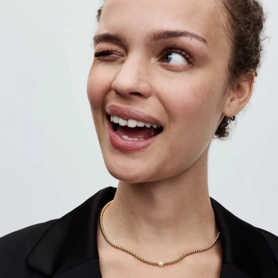 Pandora  - Kezelt édesvízi tenyésztett gyöngy és fémgyöngyök collier nyaklánc - 363176C01-45
