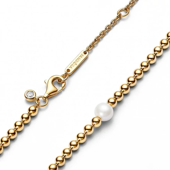 Pandora  - Kezelt édesvízi tenyésztett gyöngy és fémgyöngyök collier nyaklánc - 363176C01-45