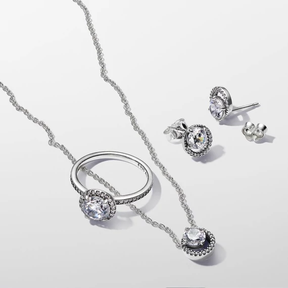 Pandora  - Szikrázó kerek glória medálos collier nyaklánc - 391174C01-45