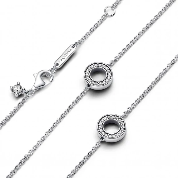Pandora  - Pavé karikák láncos nyaklánc - 393162C01-50