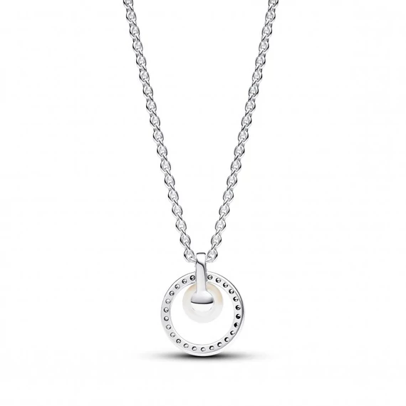 Pandora  - Kezelt édesvízi tenyésztett gyöngy és pavé collier nyaklánc - 393165C01-45