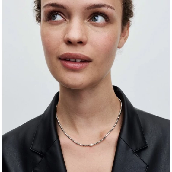 Pandora  - Kezelt édesvízi tenyésztett gyöngy és fémgyöngyök collier nyaklánc - 393176C01-45