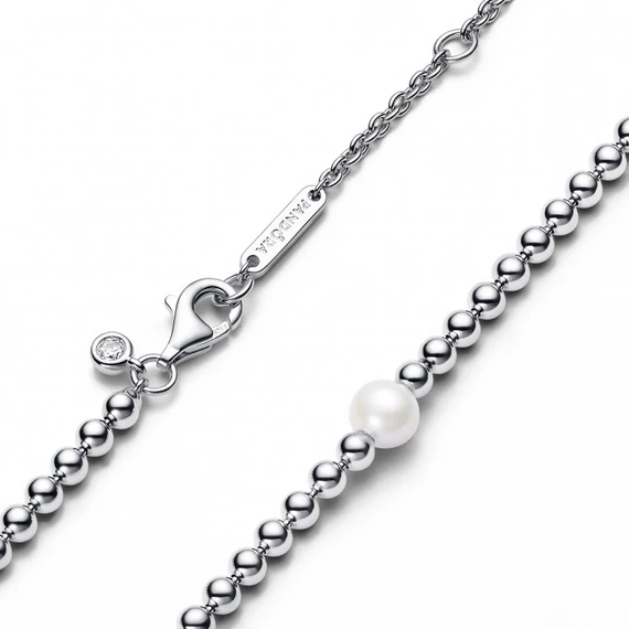 Pandora  - Kezelt édesvízi tenyésztett gyöngy és fémgyöngyök collier nyaklánc - 393176C01-45