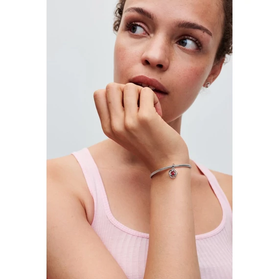 Pandora  - Piros örökkévalóság kör függő charm - 793125C07