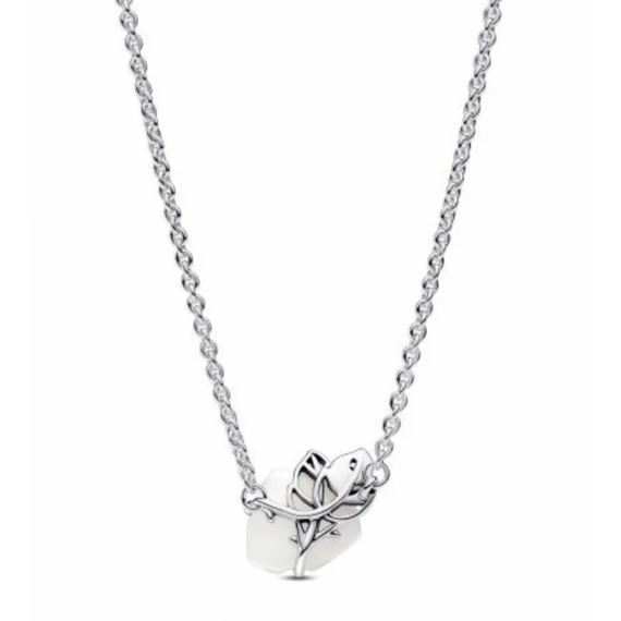 Pandora  - Fehér virágzó rózsa collier nyaklánc - 393206C01-45