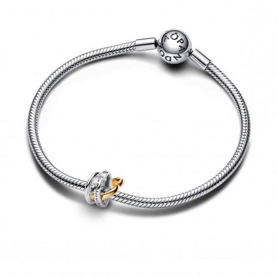 Pandora  - Kéttónusú mostohaanya összefonódó szívek charm - 763244C00