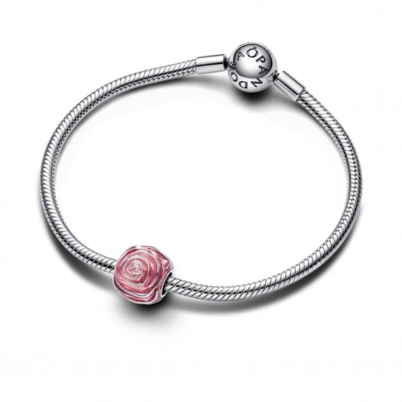 Pandora  - Rózsaszín virágzó rózsa charm - 793212C01