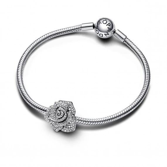 Pandora  - Szikrázó virágzó rózsa nagy méretű charm - 793245C01