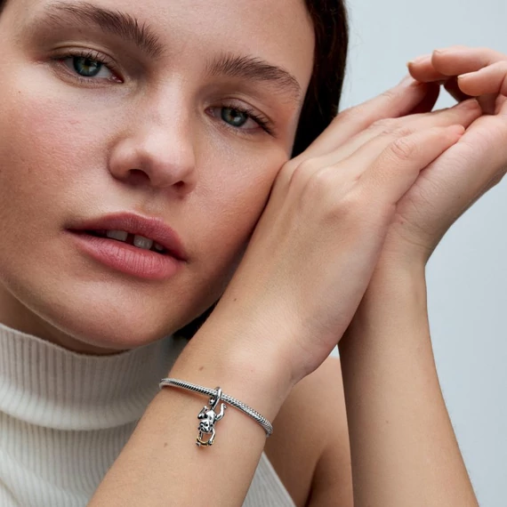 Pandora  - Kéttónusú mozgatható majom függő charm - 763343C01
