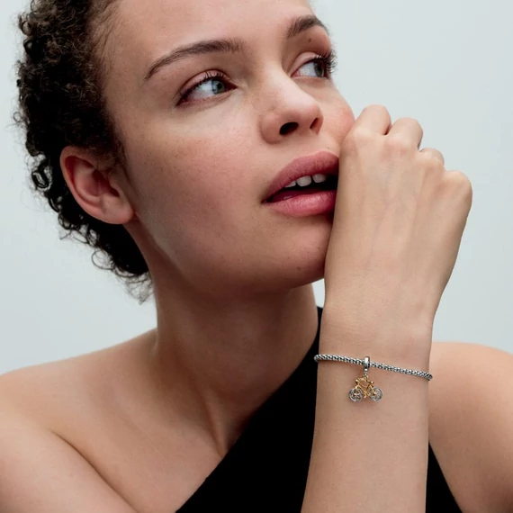 Pandora  - Kéttónusú forgó kerekű kerékpár függő charm - 763354C01