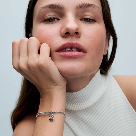 Pandora  - Mézszínű örökkévalóság kör függő charm - 793125C11