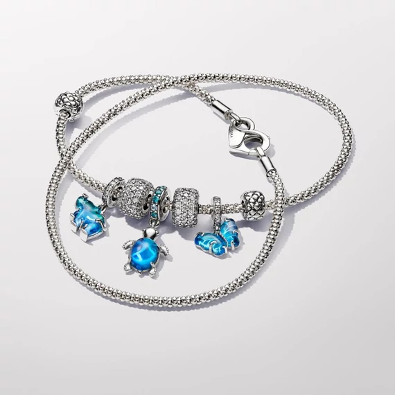 Pandora  - Kék muranói üveg elefánt függő charm - 793339C01