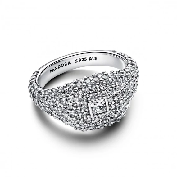 Pandora  - Négyszögletes pavé koktélgyűrű - 193556C01-52