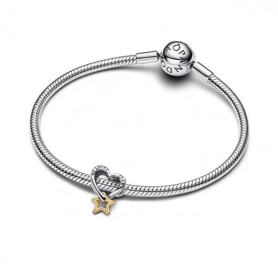 Pandora  - Szerencse csillag és szív charm - 763513C00