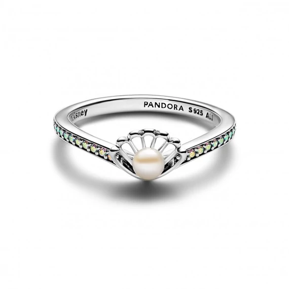 Pandora  - Disney Ariel hercegnő kagylója kezelt édesvízi tenyésztett gyöngyös gyűrű - 193654C01-58