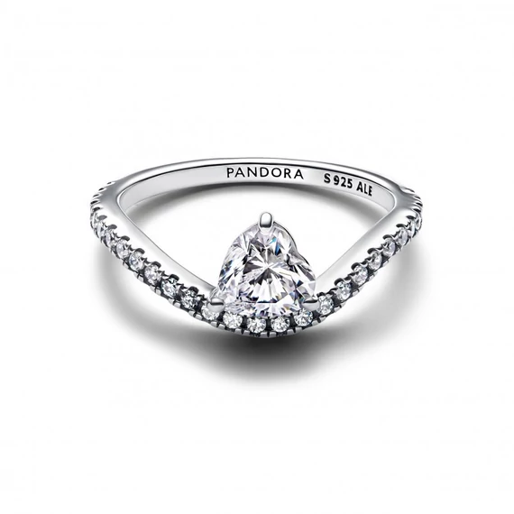 Pandora  - Hullámzó pavé szív gyűrű - 193661C01-52