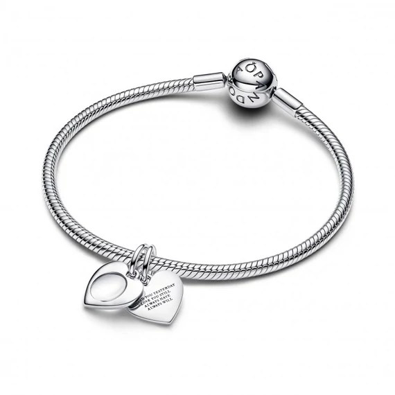 Pandora  - Gravírozható szív nagyító dupla függő charm - 793671C00