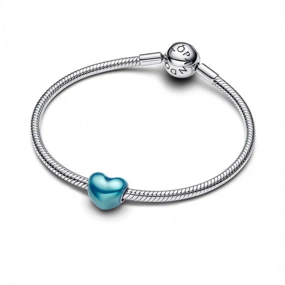 Pandora  - Metál hatású türkíz szív charm - 793337C06