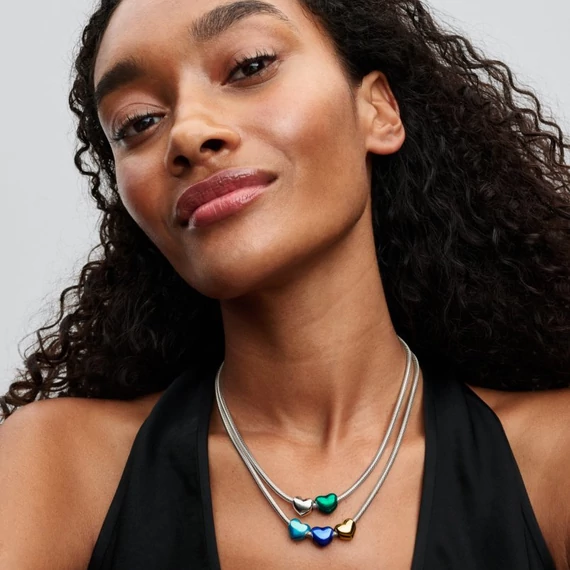 Pandora  - Metál hatású türkíz szív charm - 793337C06