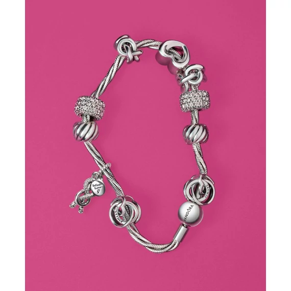 Pandora  - Kerek Pandora kapcsos csavart kígyólánc karkötő - 593757C00-17
