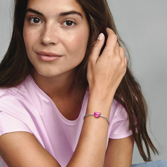 Pandora  - Fémes rózsaszín szív charm - 793337C03