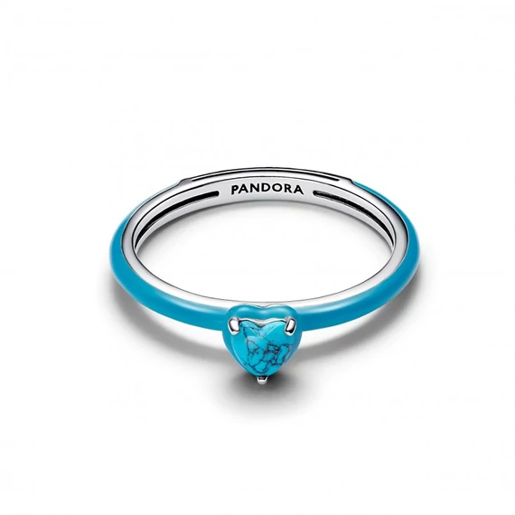Pandora  - Türkiz szív alakú kő gyűrű - 193828C01-56