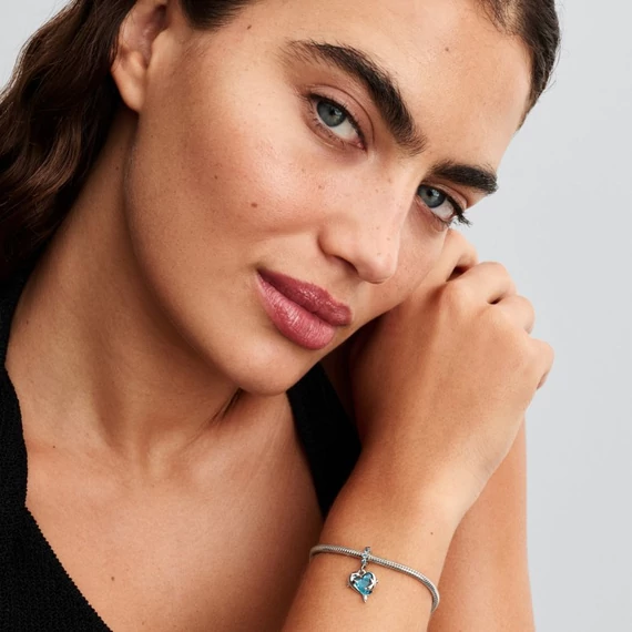 Pandora  - Kék muranói üveg delfinek függő charm - 793924C01