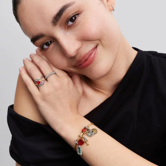 Pandora  - Disney Szépség és a szörnyeteg elvarázsolt rózsa shine charm - 764018C01