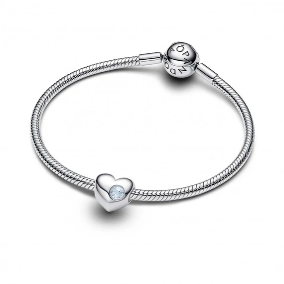 Pandora  - Tengerkék köves gravírozható szív charm - 794161C03